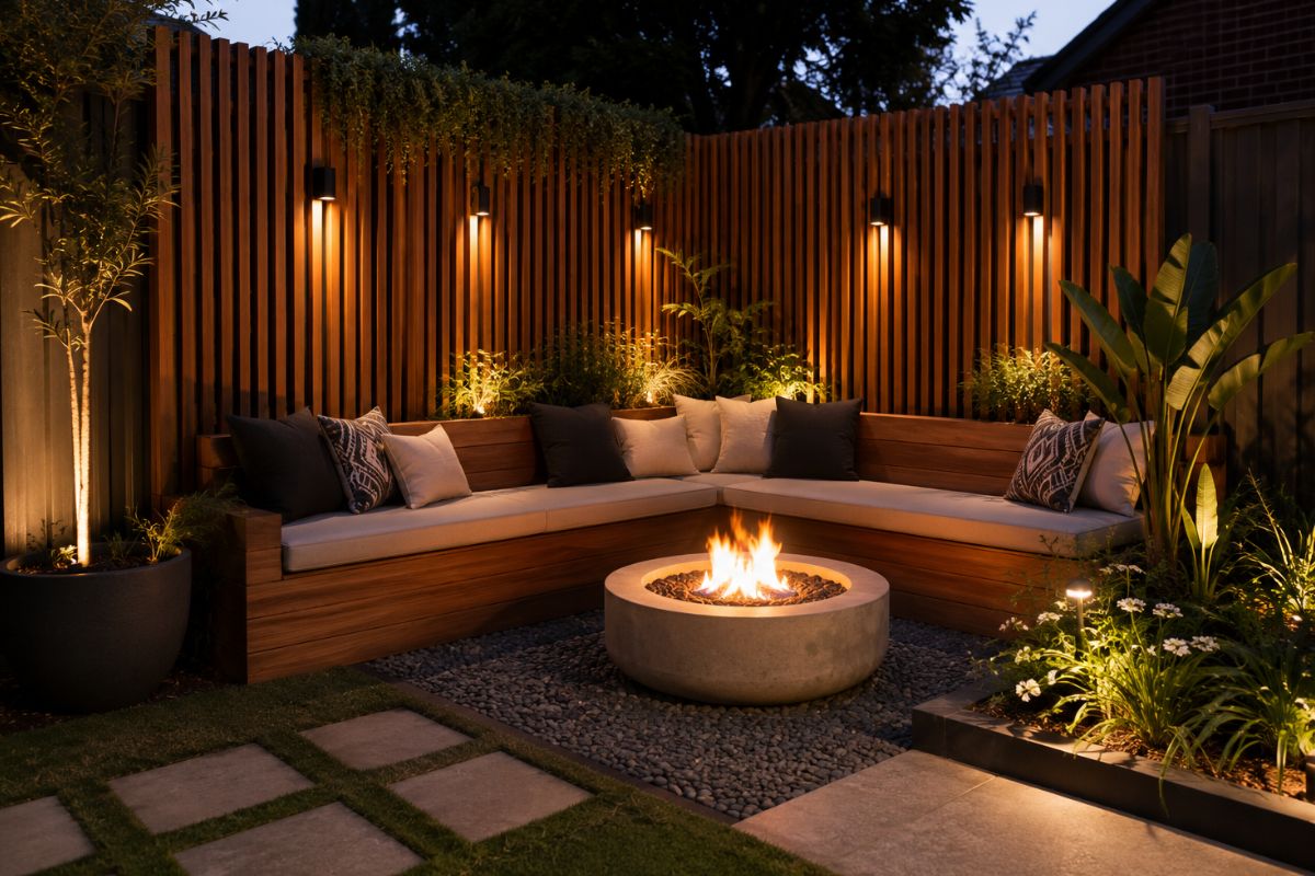 Cosy Corner Enclosures with Vertical Timber Slat Screening