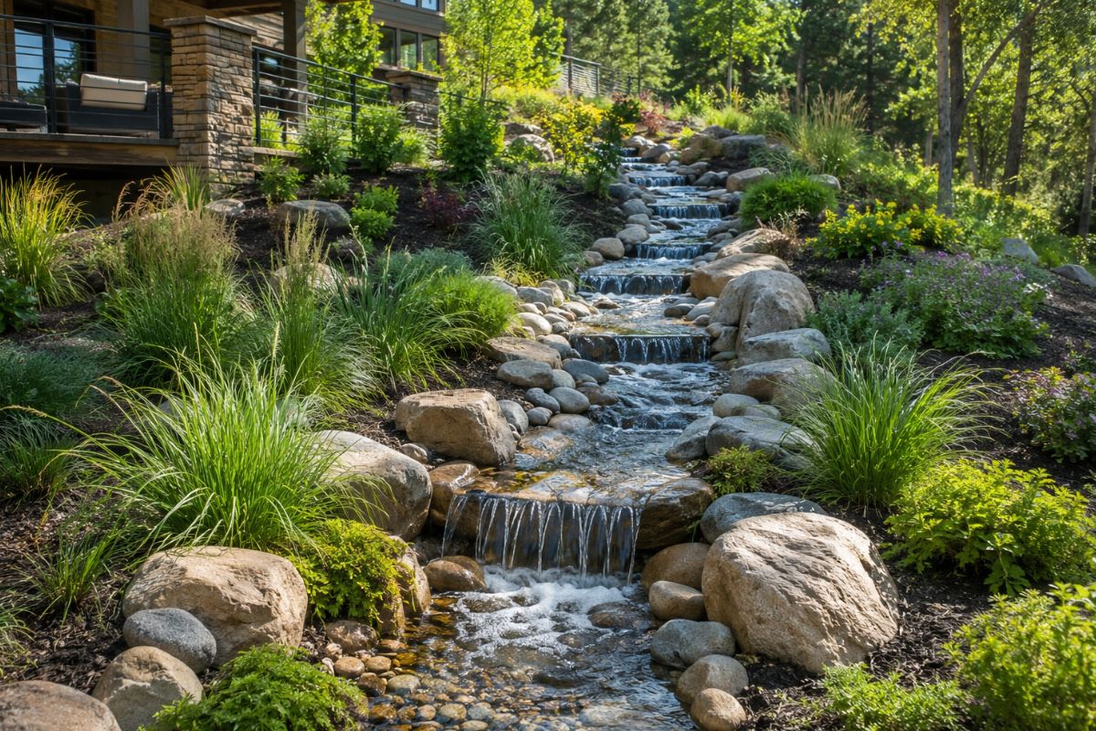 Naturalistic Meandering Water Cascades