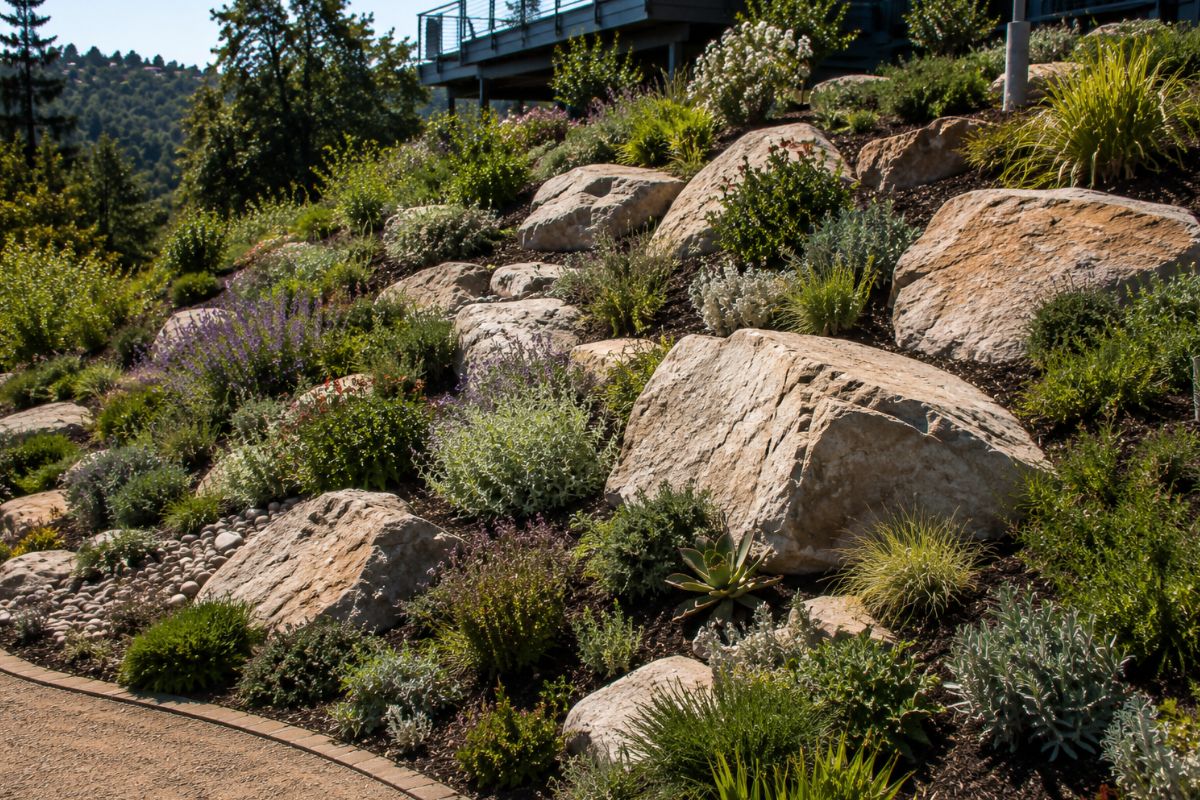 Subtropical Rock Gardens Formed with Massive Boulders