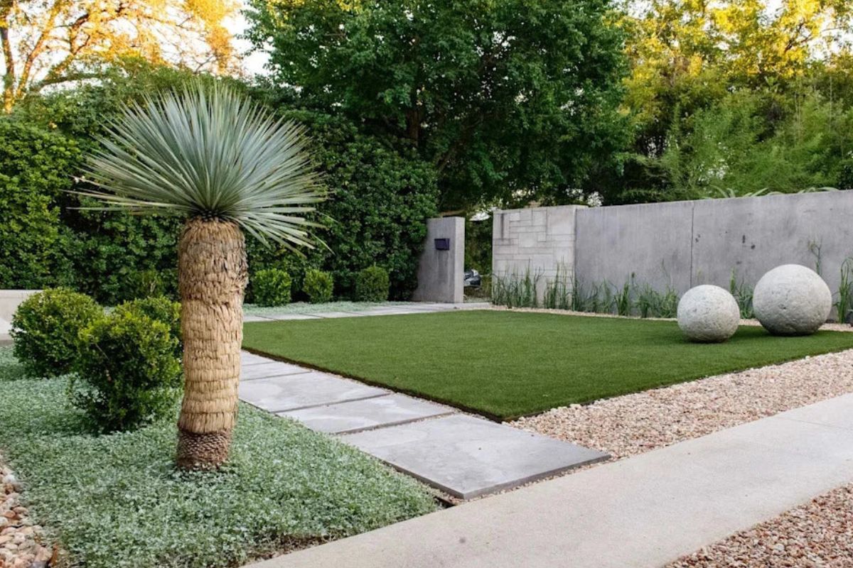 landscaped garden with rocks